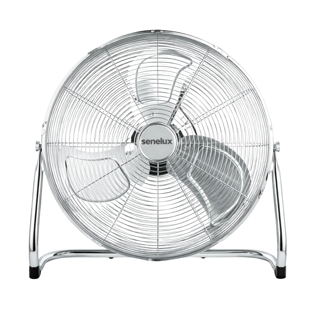 Chrome Floor Fan for Homes, Gyms, Bedrooms & Kitchens | with 3 Fan Speeds and Adjustable Tilt-0