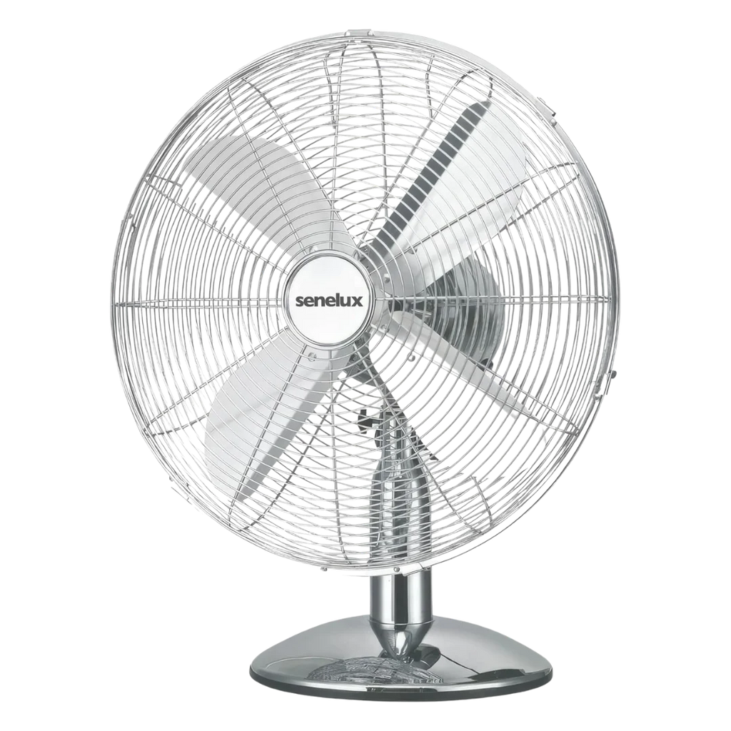 Senelux 12 inch Chrome Desk Fan; Great for Home Cooling and Comfort in Bedrooms, Living Rooms and Offices-0