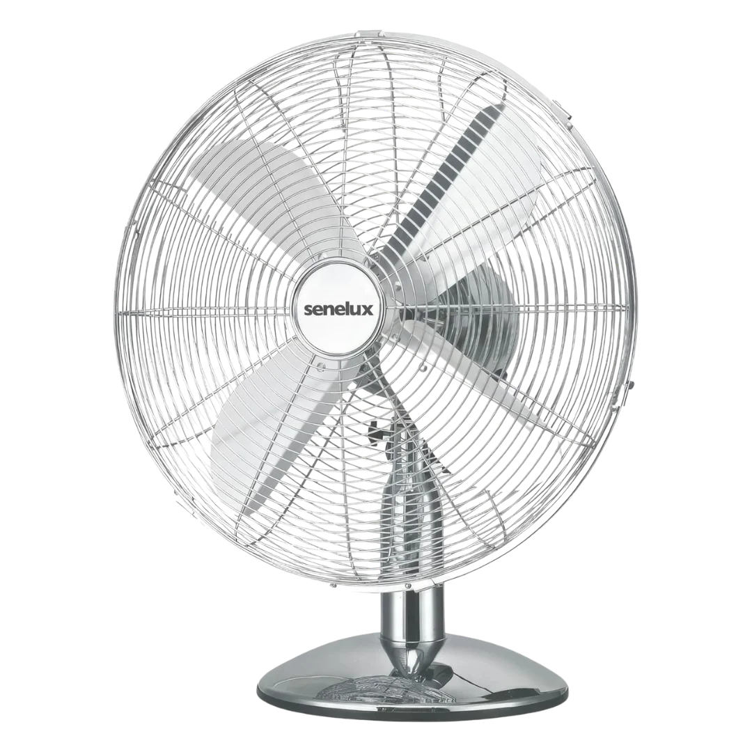 Senelux 12 inch Chrome Desk Fan; Great for Home Cooling and Comfort in Bedrooms, Living Rooms and Offices-0
