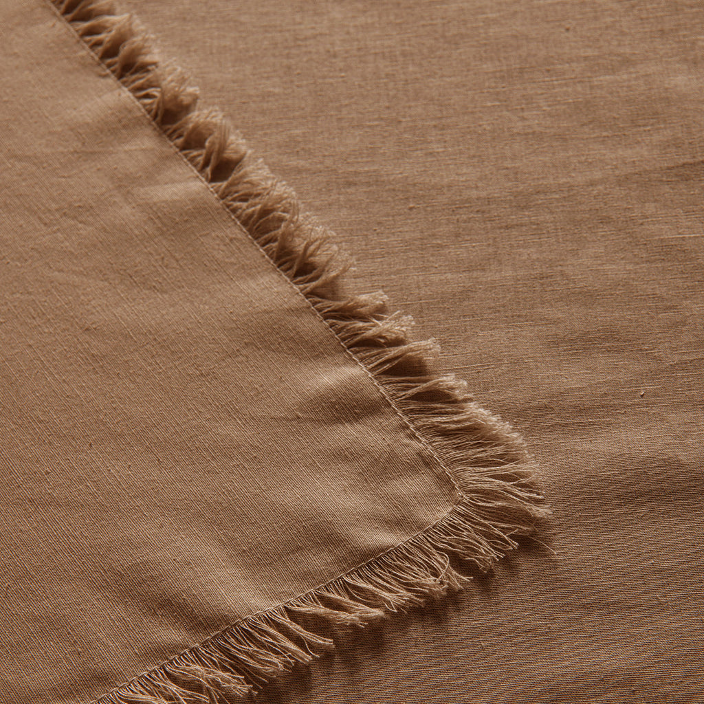 NNEDSZ Vintage Design Homewares Gypsy Terracotta Fringed Washed Linen Cotton Tablecloth 150cm x 275cm