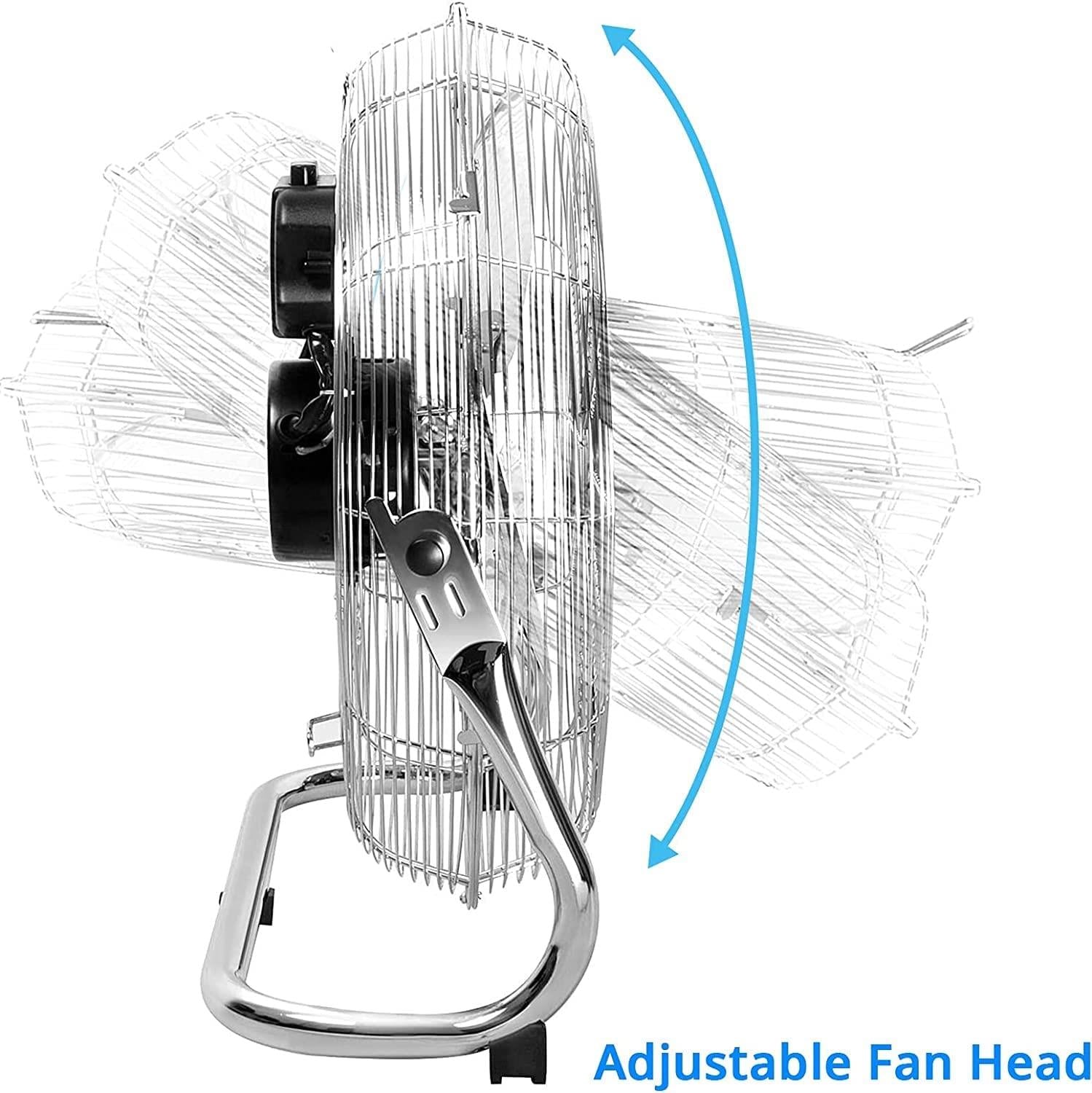 Chrome Floor Fan for Homes, Gyms, Bedrooms & Kitchens | with 3 Fan Speeds and Adjustable Tilt-4