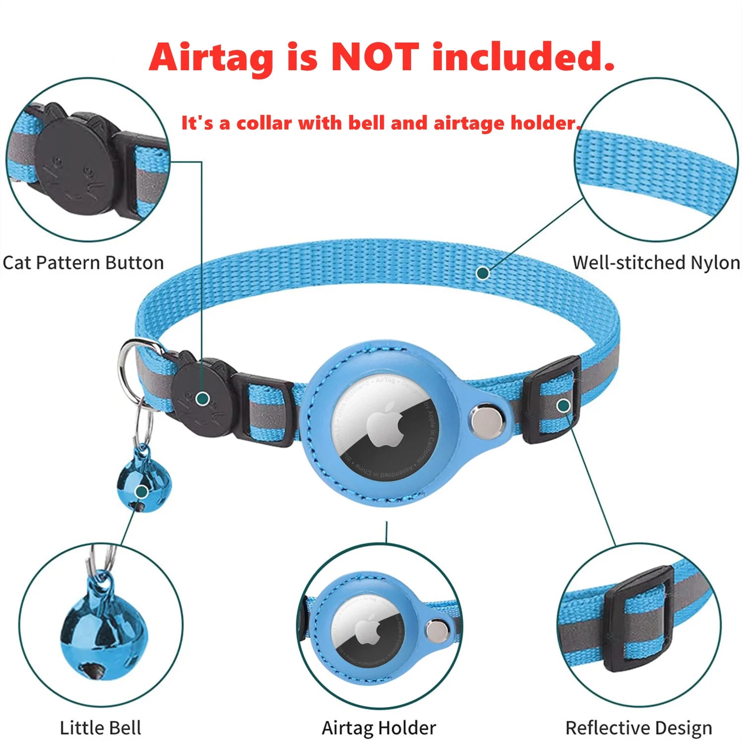 Airtag Case Collar for Cats with Protective Case for anti Lost Locator Tracker Dog Accessories Reflective Pet Collars